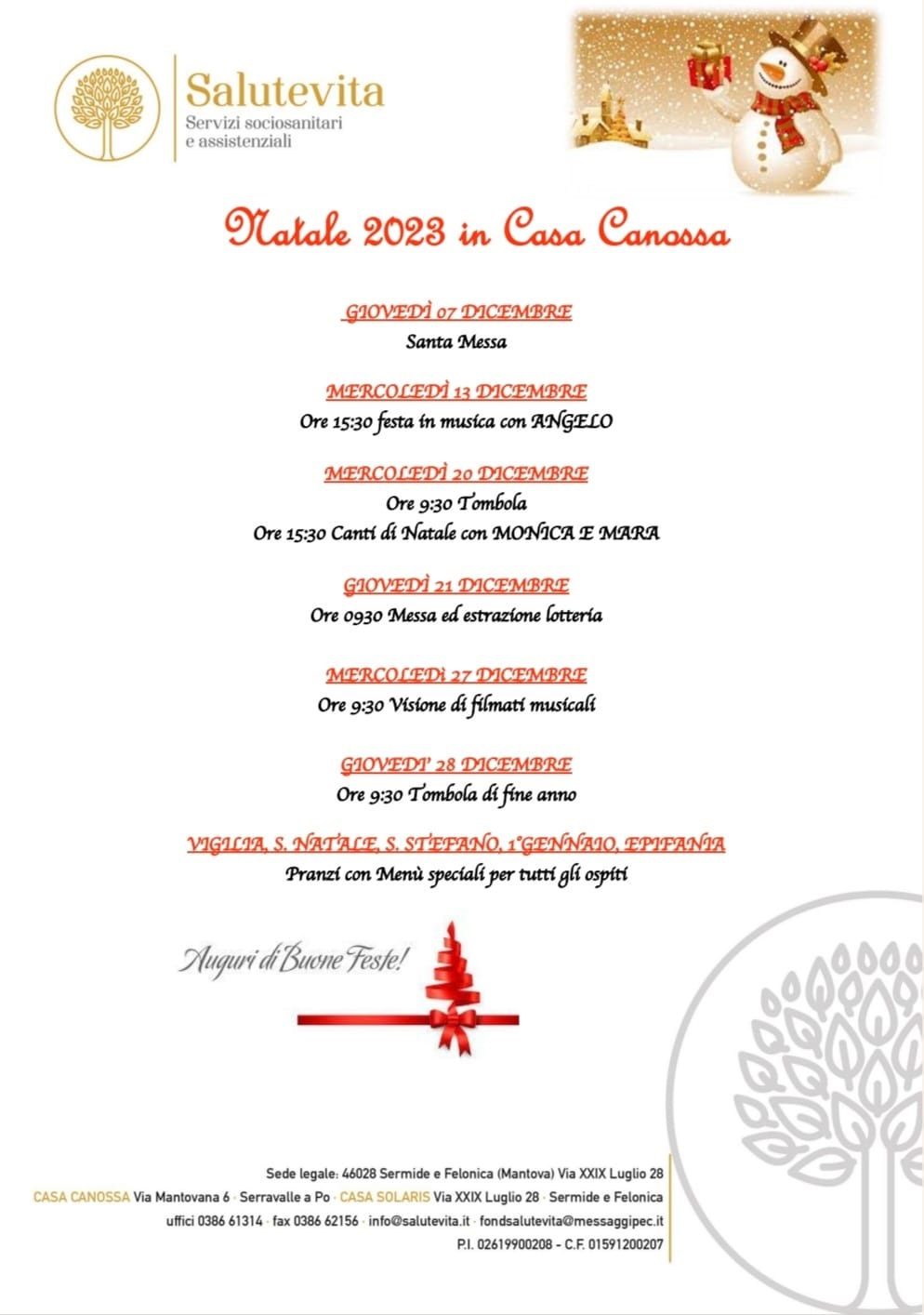 Natale 2023 in fondazione Salutevita